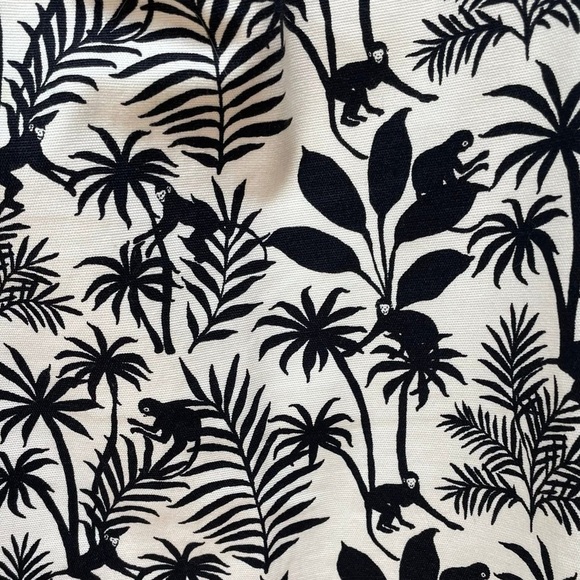 Talbots A Line Tropical Monkeys Ivory Black Canvas Side Zip Lined Skirt - Picture 3 of 9